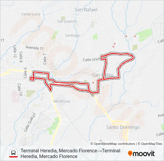 HEREDIA - SAN PABLO LA VIGUI Bus Line Map