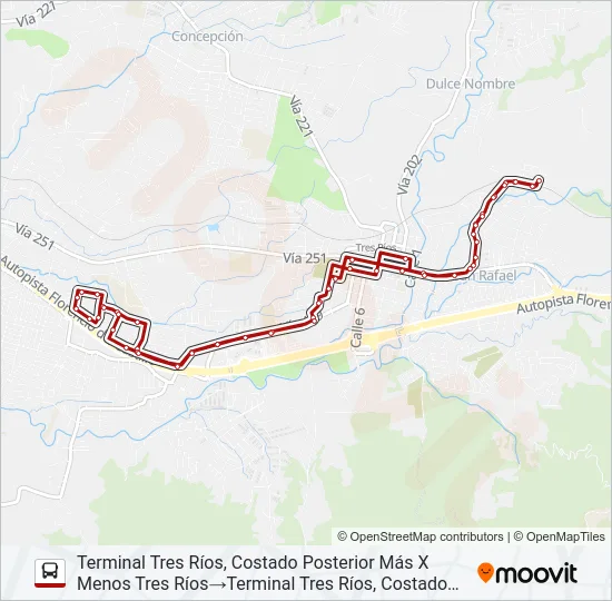 PERIFÉRICA: YERBABUENA - TRES RÍOS - MONTUFAR Bus Line Map