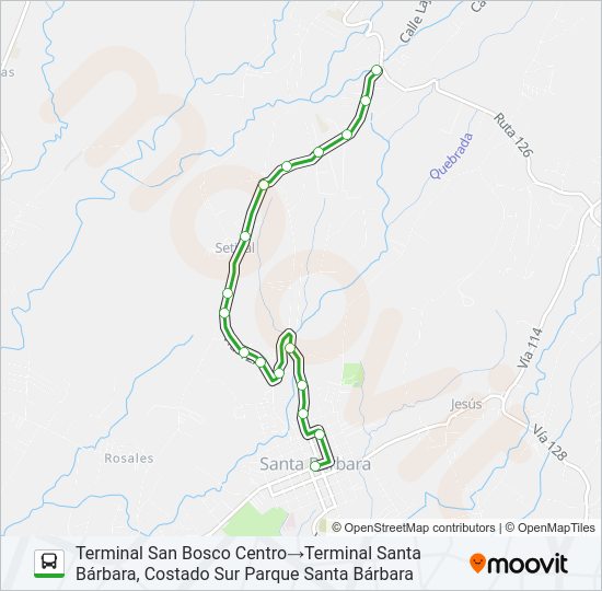 Mapa de SANTA BARBARA - SAN BOSCO de autobús