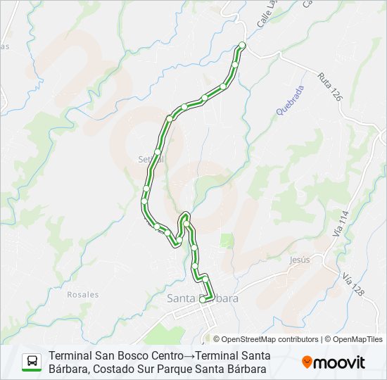 Mapa de SANTA BARBARA - SAN BOSCO de autobús