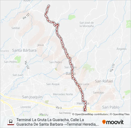 HEREDIA - EL ROBLE Bus Line Map