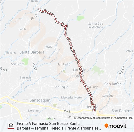 Ruta heredia el roble horarios, paradas y mapas Frente A Farmacia