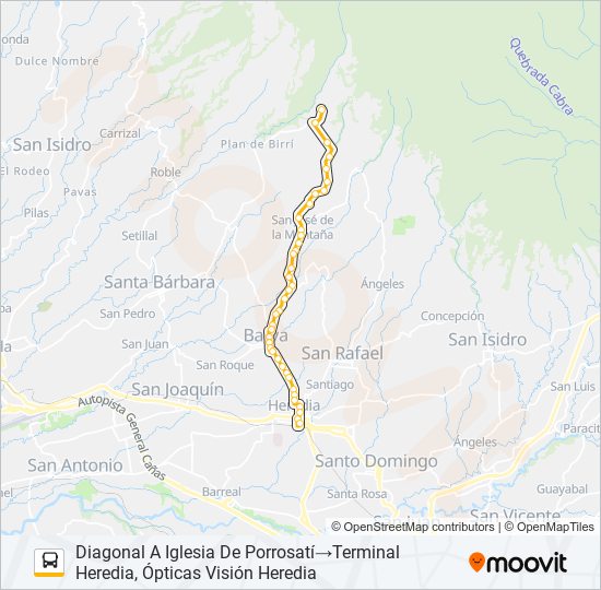 HEREDIA - PASO LLANO bus Line Map