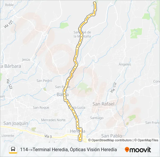 HEREDIA - SAN MIGUEL Bus Line Map