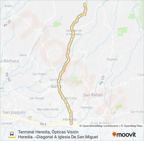 HEREDIA - SAN MIGUEL Bus Line Map