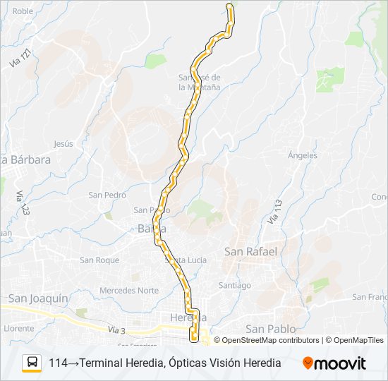HEREDIA - SAN MIGUEL bus Line Map