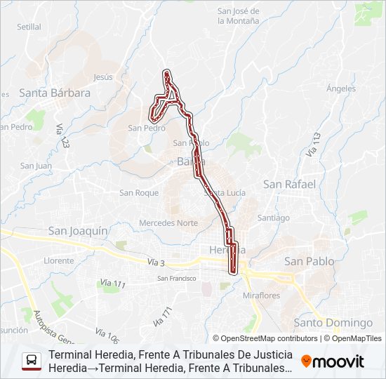 Mapa de HEREDIA - CALLE SÁNCHEZ Y EL BOSQUE de autobús