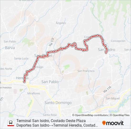 Ruta heredia san isidro por concepción de san rafael: horarios, paradas ...