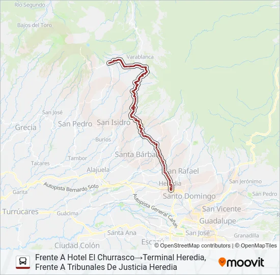 HEREDIA - POASITO Bus Line Map