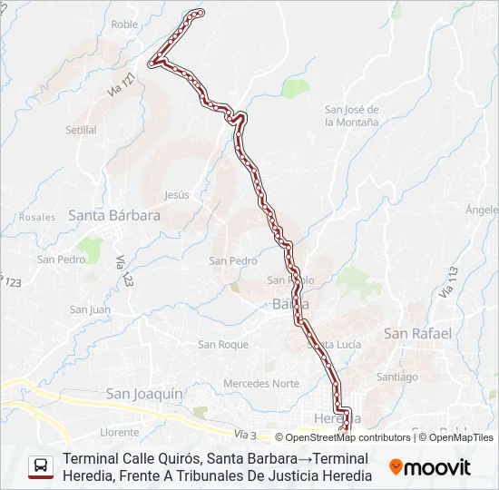 HEREDIA - CALLE QUIRÓS Bus Line Map