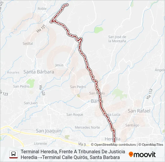 HEREDIA - CALLE QUIRÓS Bus Line Map