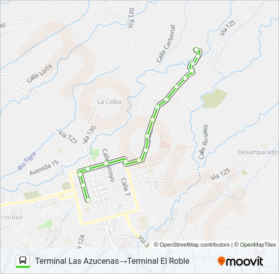 Mapa de ALAJUELA - AZUCENAS - LA LOMA de autobús