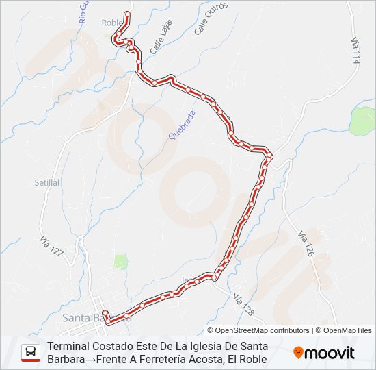 Mapa de SANTA BARBARA - CHAHUITES X BAJO LOS CACHOS de autobús