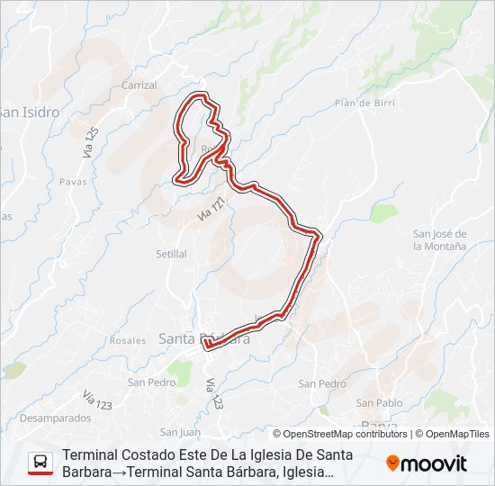 Mapa de SANTA BARBARA - CHAHUITES X BAJO LOS CACHOS de autobús
