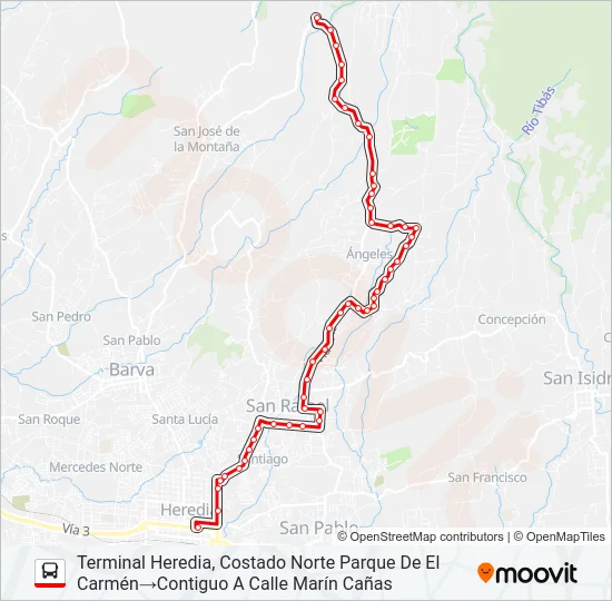 HEREDIA - CHORRERAS Bus Line Map