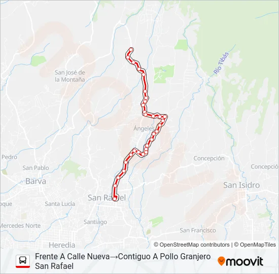 HEREDIA - CHORRERAS Bus Line Map