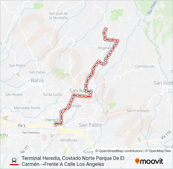 HEREDIA - CHORRERAS Bus Line Map