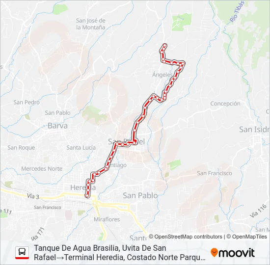 HEREDIA - CHORRERAS Bus Line Map
