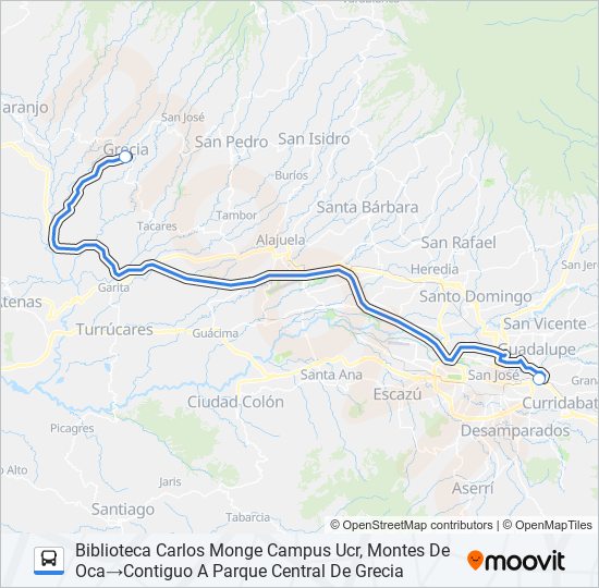 Ruta grecia universidad de costa rica horarios, paradas y mapas