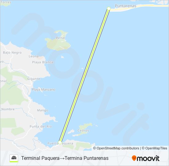 PUNTARENAS - PAQUERA ferry Line Map