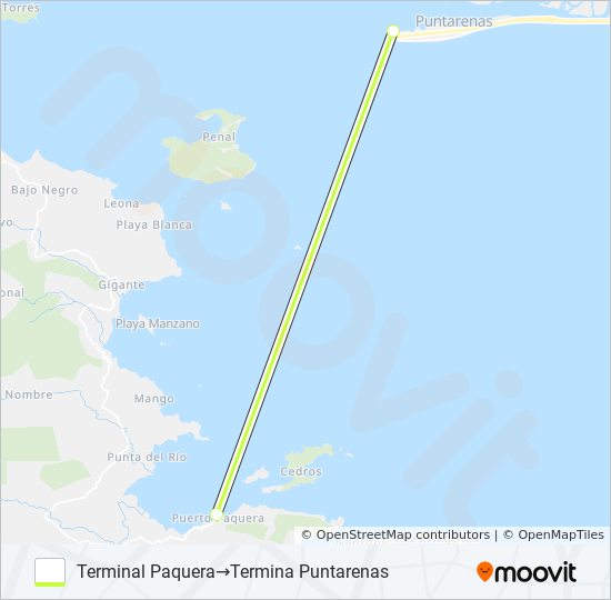 PUNTARENAS - PAQUERA ferry Line Map