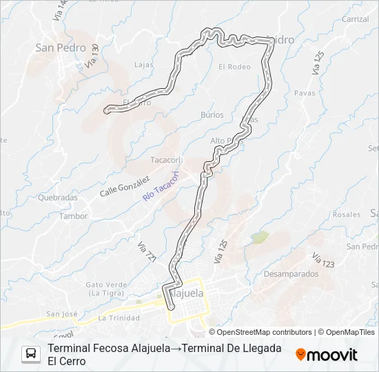 ALAJUELA - EL CERRO Bus Line Map