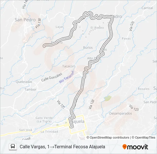 ALAJUELA - EL CERRO Bus Line Map