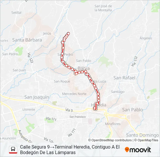HEREDIA - CALLE SEGURA Bus Line Map