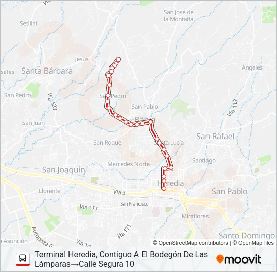HEREDIA - CALLE SEGURA Bus Line Map