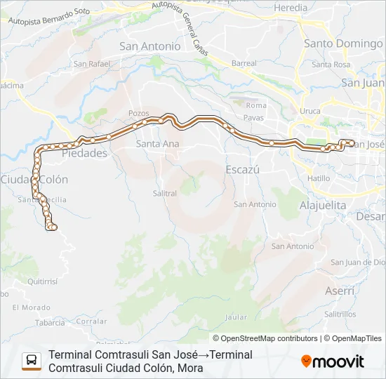 SAN JOSÉ - CIUDAD COLÓN Bus Line Map