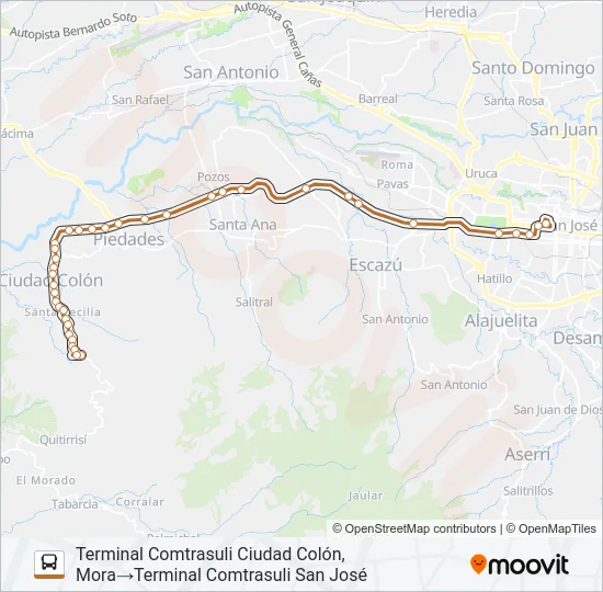 SAN JOSÉ - CIUDAD COLÓN Bus Line Map