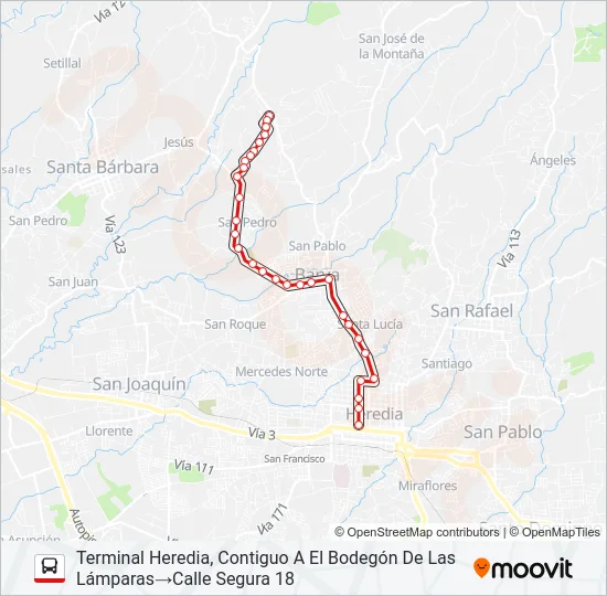 HEREDIA - CALLE SEGURA Bus Line Map