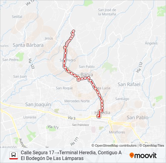 Mapa de HEREDIA - CALLE SEGURA de autobús