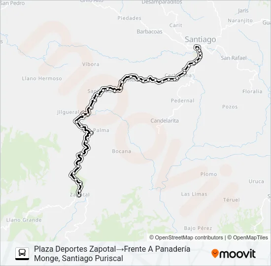 PURISCAL - SAN RAMON Bus Line Map