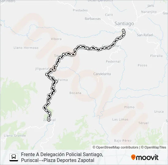 PURISCAL - SAN RAMON Bus Line Map