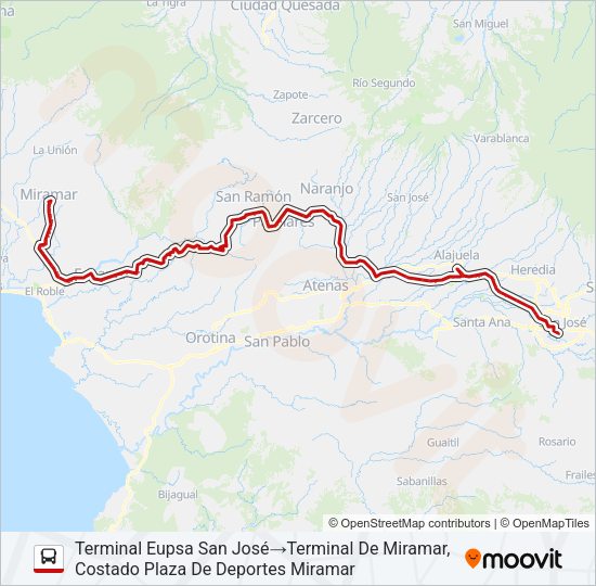 SAN JOSÉ - MIRAMAR Bus Line Map