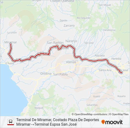 SAN JOSÉ - MIRAMAR Bus Line Map