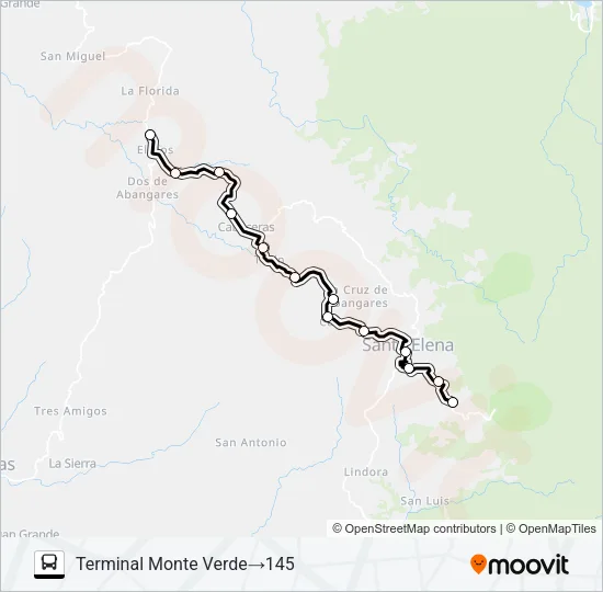 TILARAN - MONTEVERDE Bus Line Map