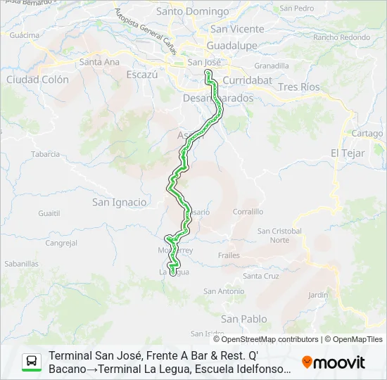 SAN JOSÉ - LA LEGUA DE ASERRÍ Bus Line Map