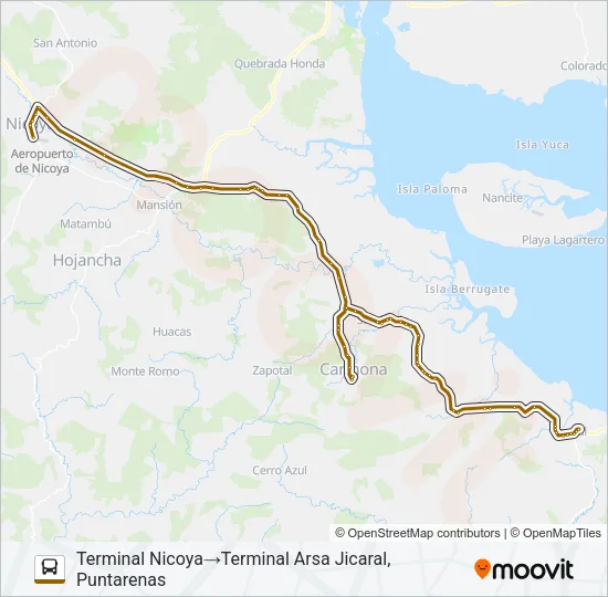 NICOYA - JICARAL Bus Line Map