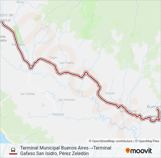 SAN ISIDRO DE EL GENERAL - BUENOS AIRES Bus Line Map