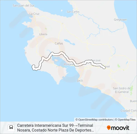 SAN JOSÉ - NOSARA Bus Line Map