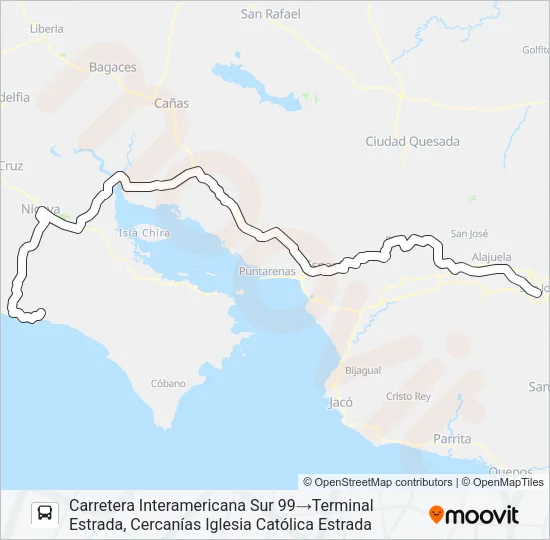 SAN JOSÉ - SÁMARA - CARRILLO - ESTRADA Bus Line Map