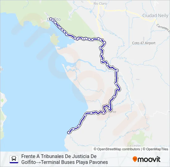 GOLFITO - PAVONES Bus Line Map