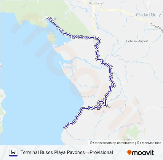 GOLFITO - PAVONES Bus Line Map