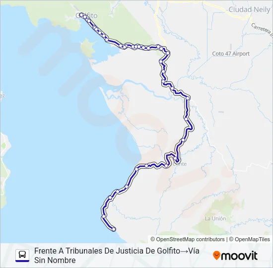GOLFITO - PAVONES Bus Line Map