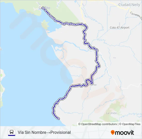 GOLFITO - PAVONES Bus Line Map