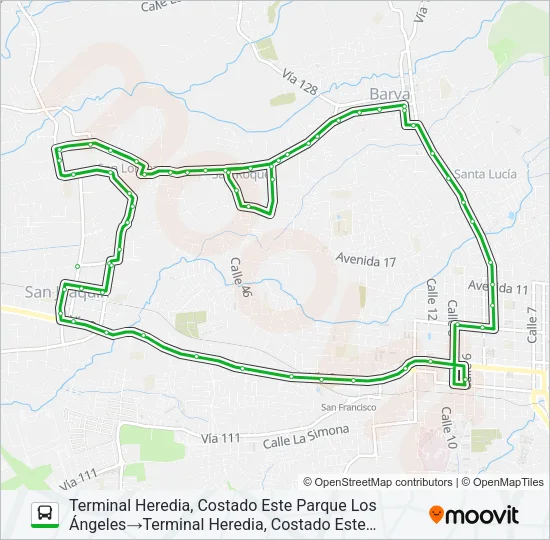 HEREDIA - SAN LORENZO - SAN ROQUE Bus Line Map