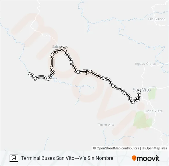 SAN VITO -  SABANILLA Bus Line Map