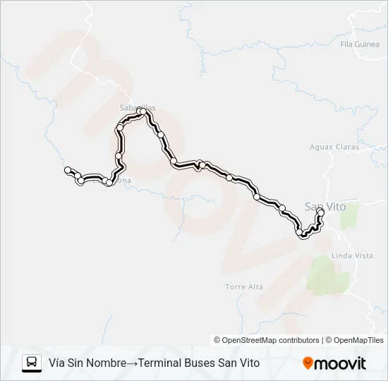SAN VITO -  SABANILLA Bus Line Map